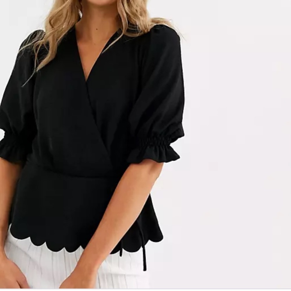 NWOT Miss Selfridge black wrap blouse